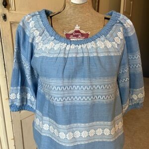Sail to Sable Blue and White Blouse